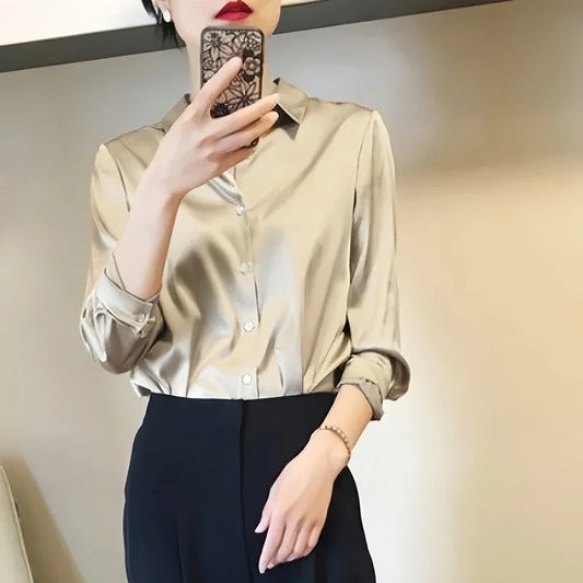 Satin Casual Long Sleeve Elegant Shirts