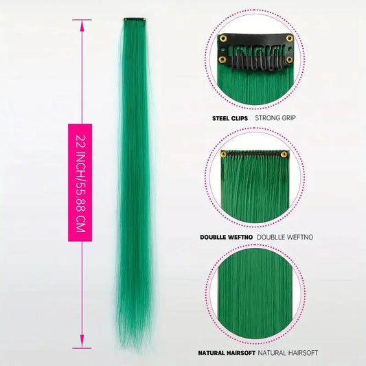 22Inch Synthetic Long Straight Clip In Hair Extensions