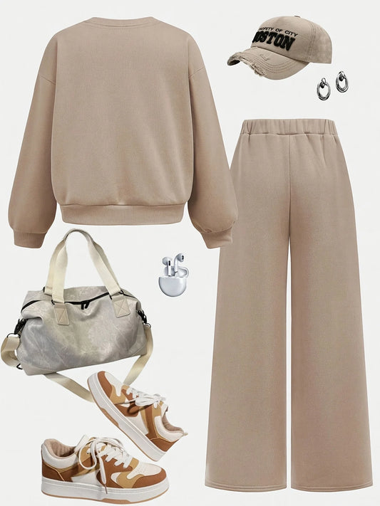 Letter-Print Outfit Tween Casual Back-to-School Style Set
