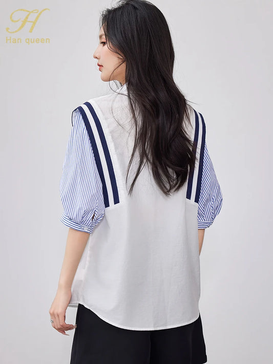 Korean Tops Chiffon Short Sleeve Shirts