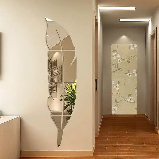 3D Dancing Feathers Mirror Wall Stickers