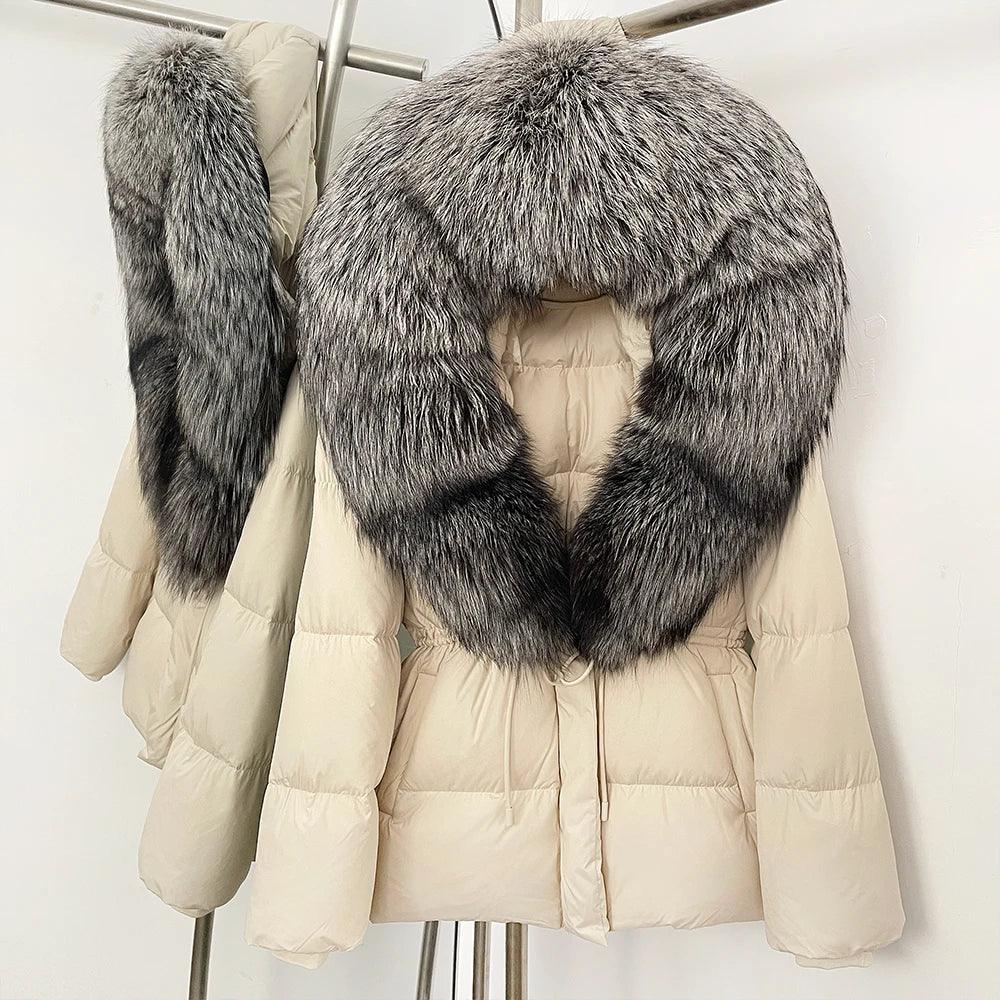 Real Fox Fur Puffer Jacket Coat
