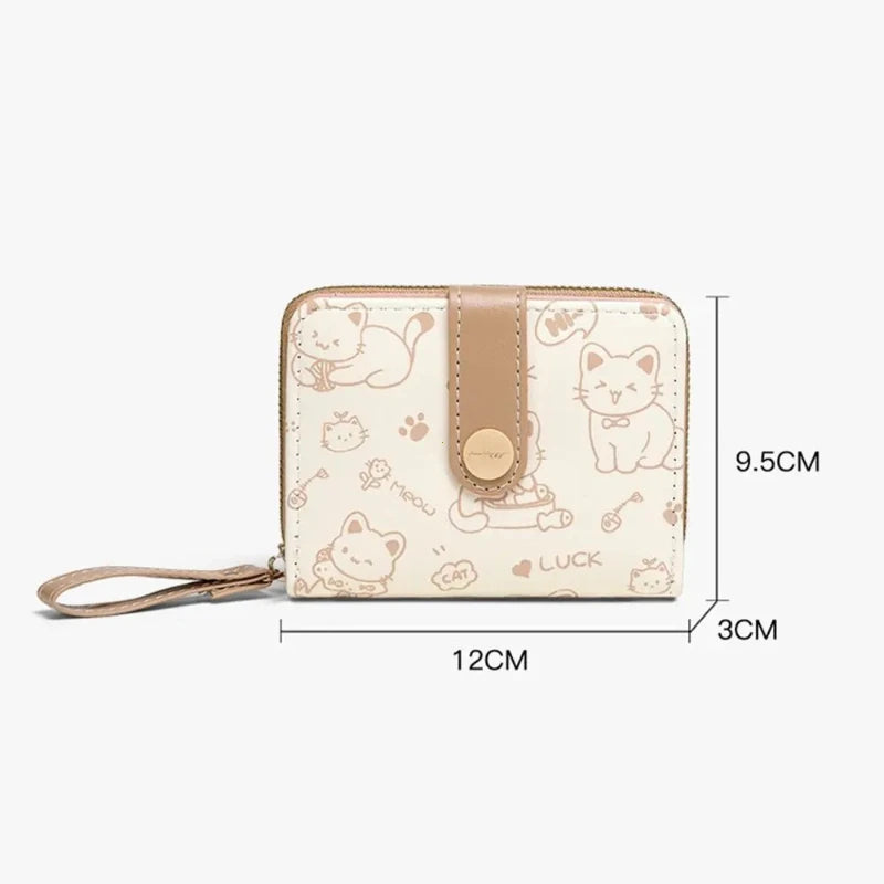 Cat Coin Short Wallet Leather Wallet