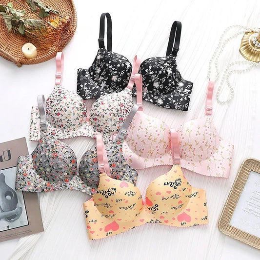 Flower Print Seamless Sexy Lingerie Floral Bras