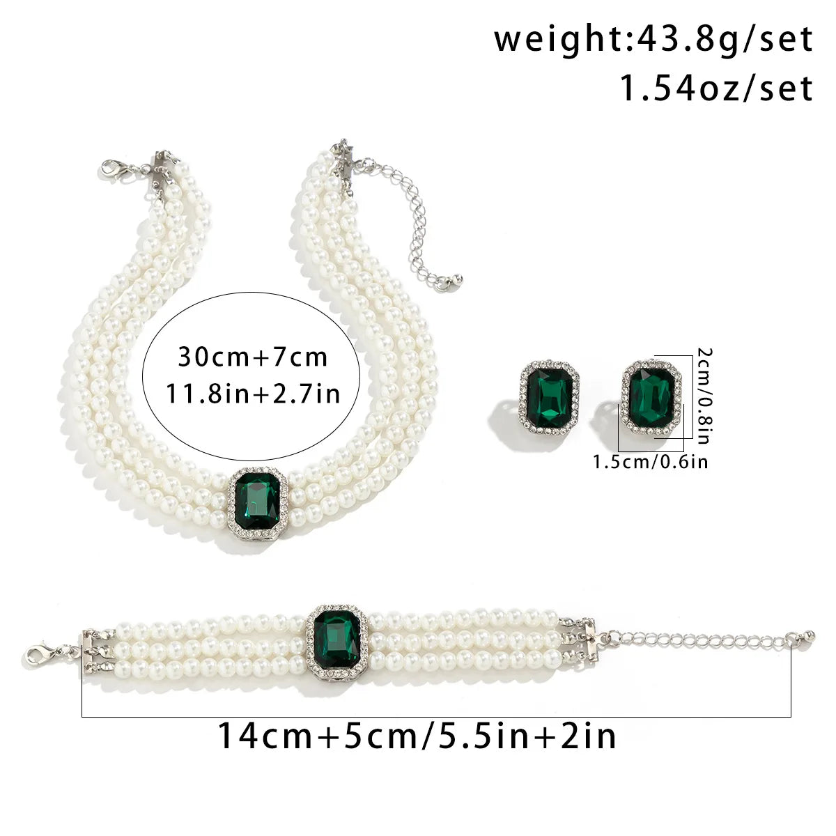 4PC Light Imitation Pearl Necklace Jewelry Set