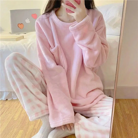 Fleece Thick Warm Pajamas Set
