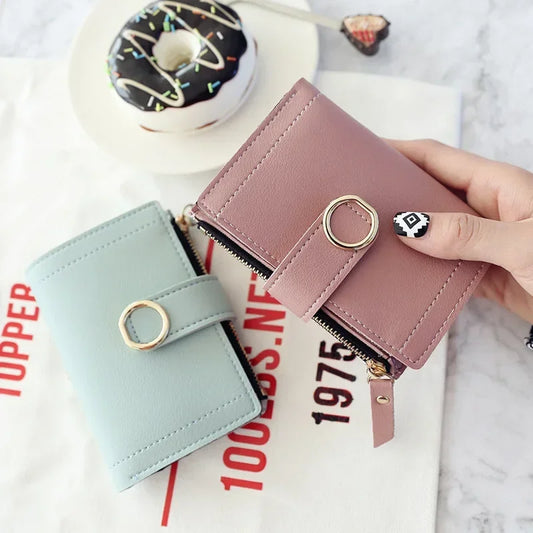 Short Wallet Zipper Card Holder PU Wallets