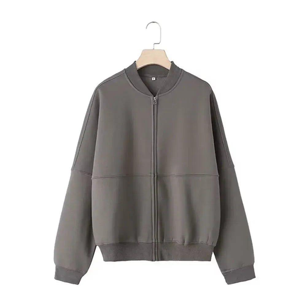 Fall Bomber Jacket Sweatshirt Wide Leg Pants Set