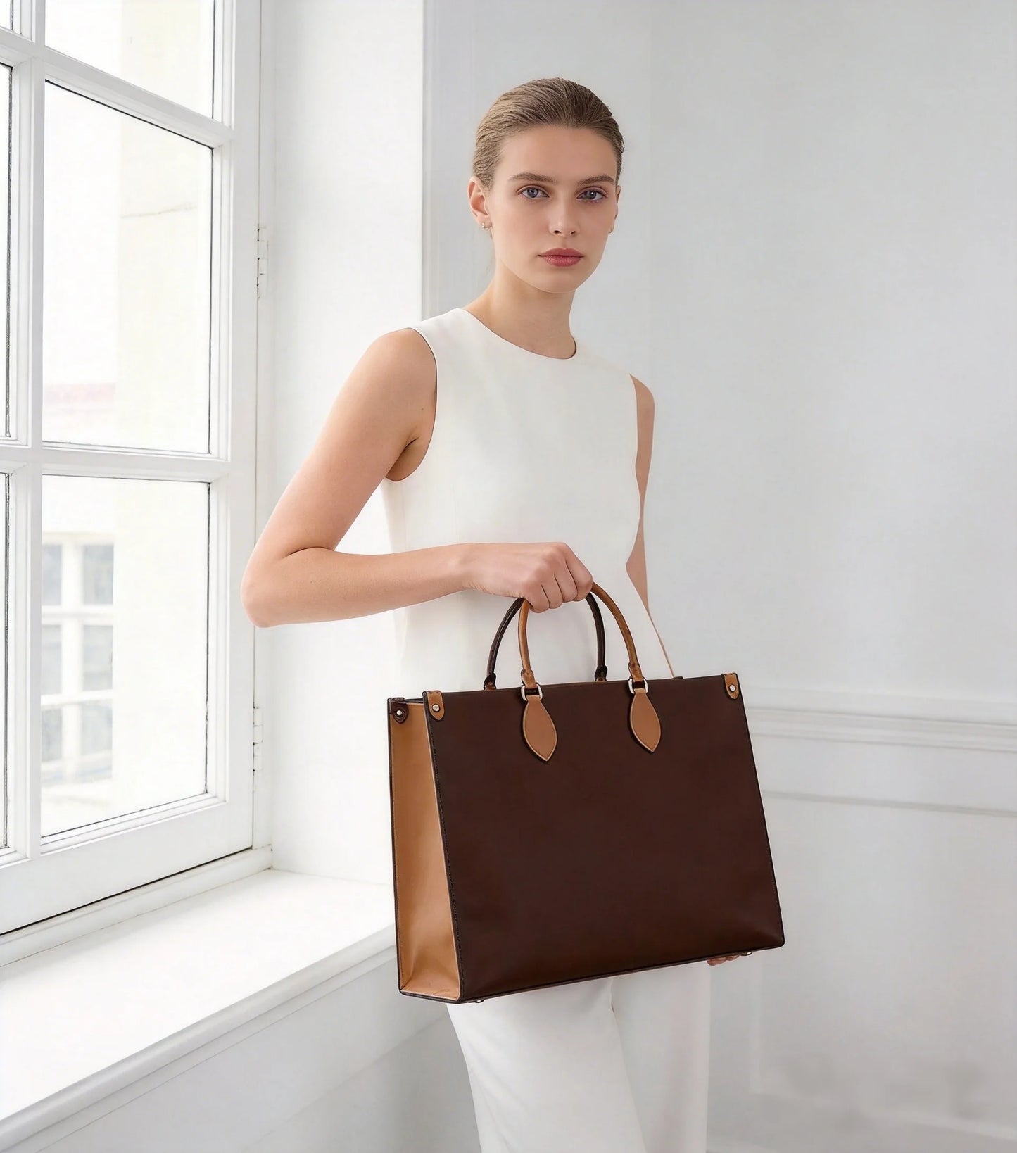 Premium PU Leather Top Handle Tote Luxe Bag