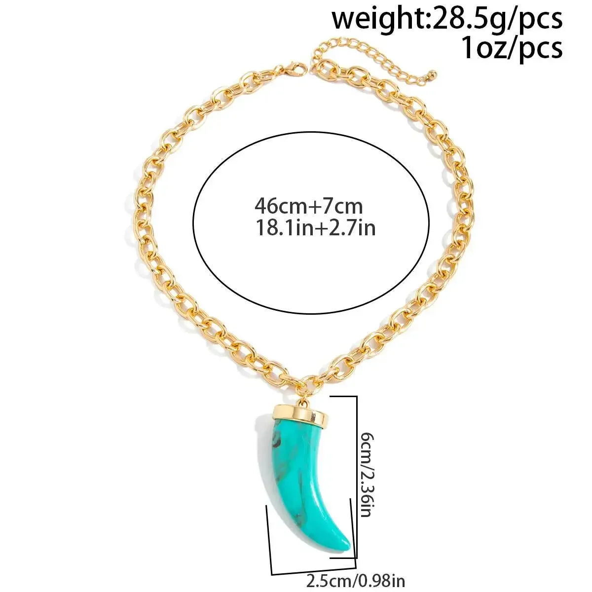 Salircon Imitation Of Cow Horns Acrylic Metal Necklace