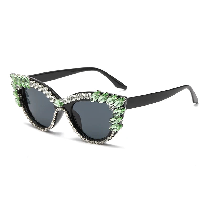Cat Eye Colorful Big Diamond Sunglasses