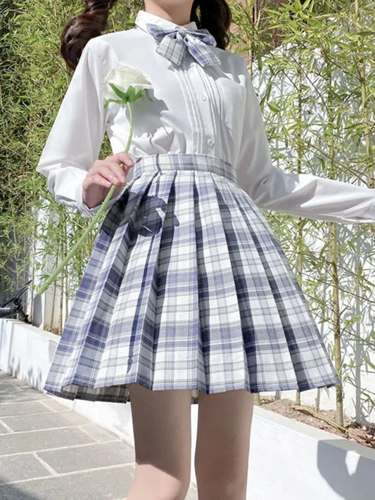 Falda corta de baile estilo preppy de talle alto para chicas
