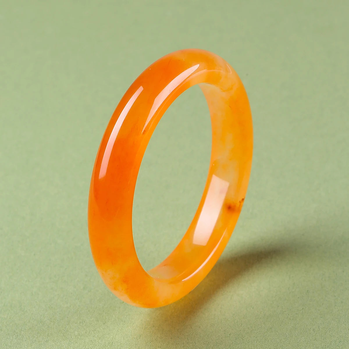 1 Piece JD Natural Yellow Dragon Jade Bangle Translucent Rings