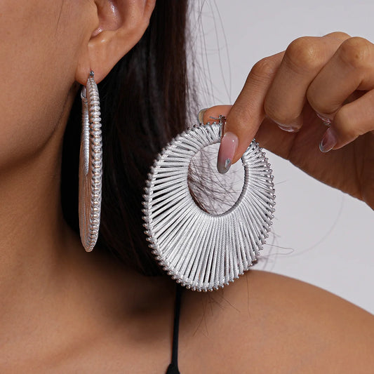 Bohemian Braided Hollow Hoop Geometric Round Earrings