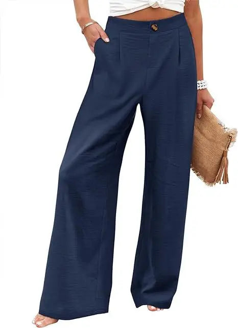 Cotton-Linen Casual Lightweight Elastic Waist Lounge Pants