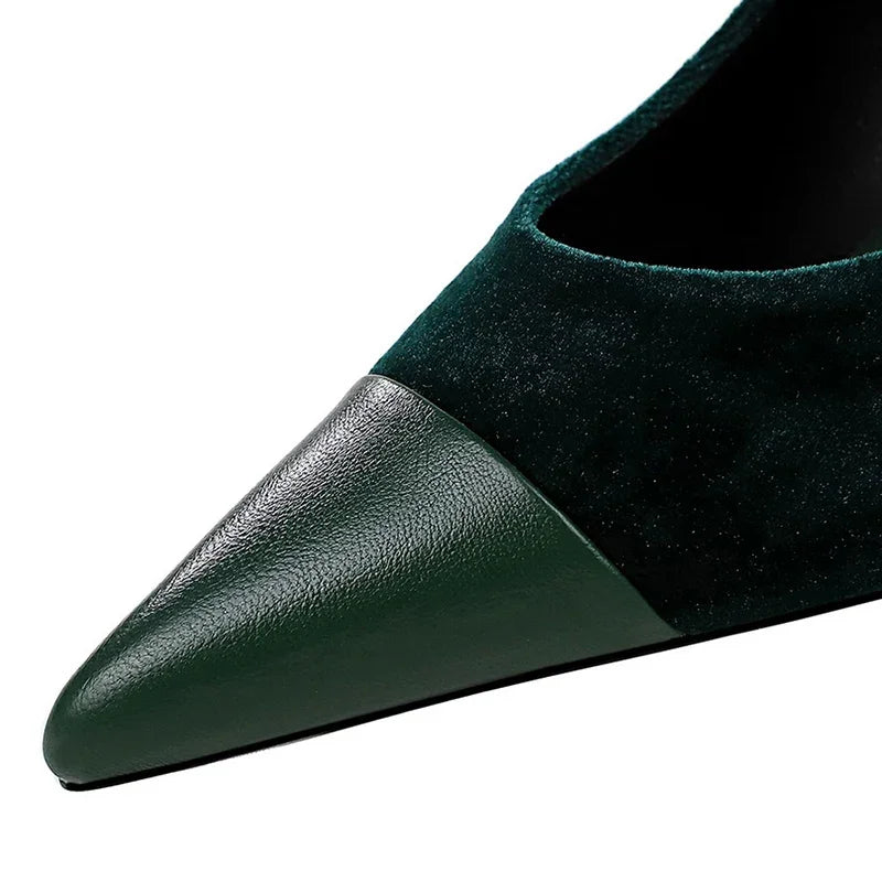 Thin Heels Velvet Metal Buckle Shoes