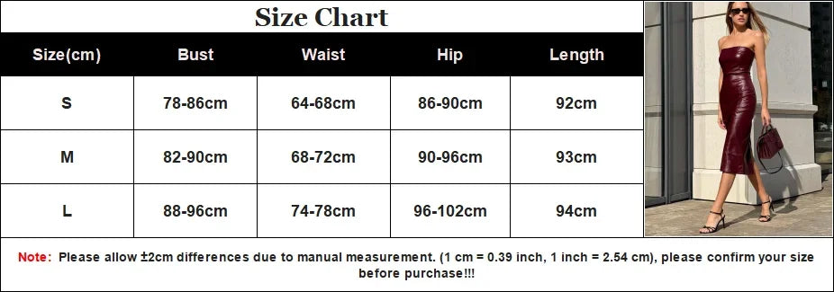 فستان جلدي مثير بدون حمالات وبدون أكمام وظهر مكشوف