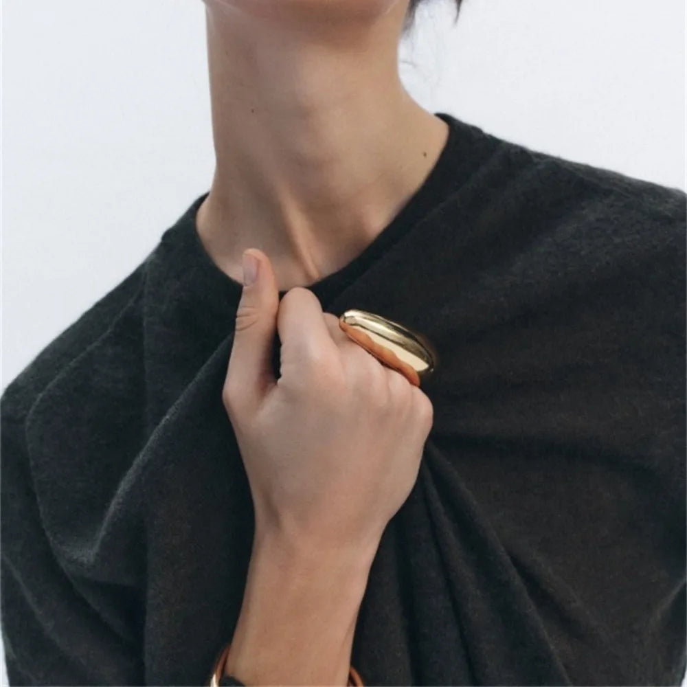 Luxury Punk Chunky Rings Vintage Geometric Large Water Drop Ring