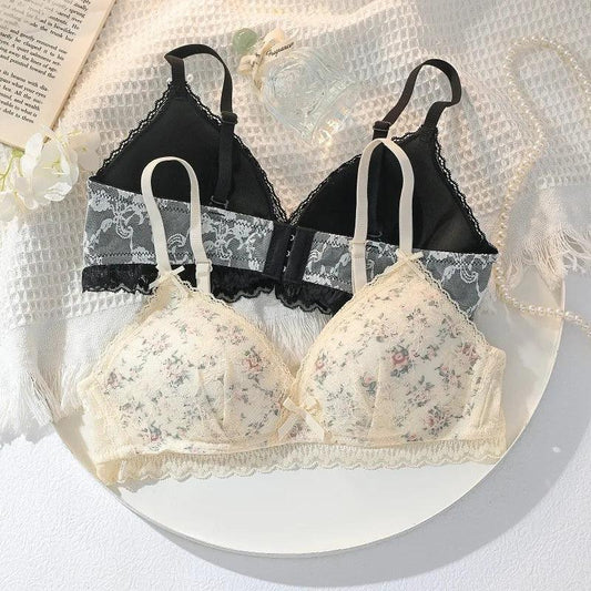 Sexy Lace Tube Top flowers Transparent Lingerie Bra