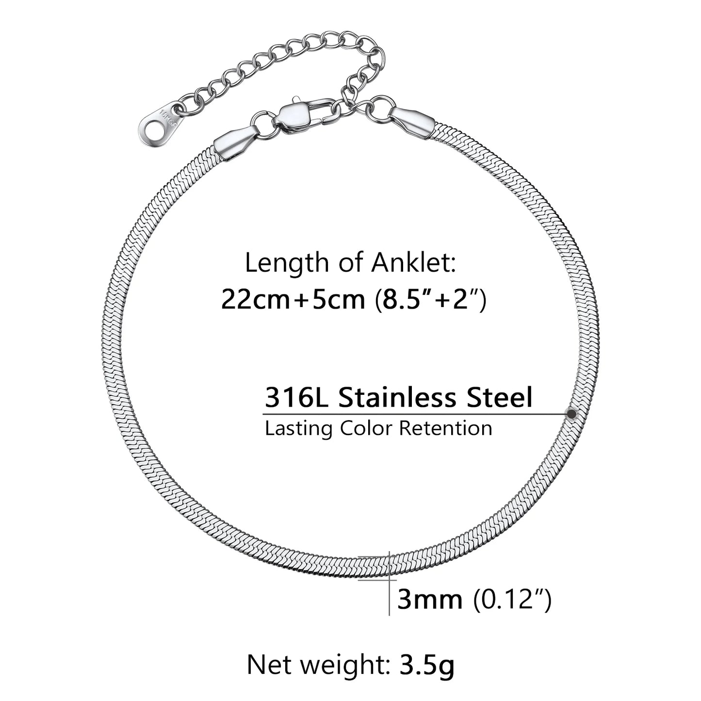 U7 Ankle Cuban Link Snake Figaro Bracelets