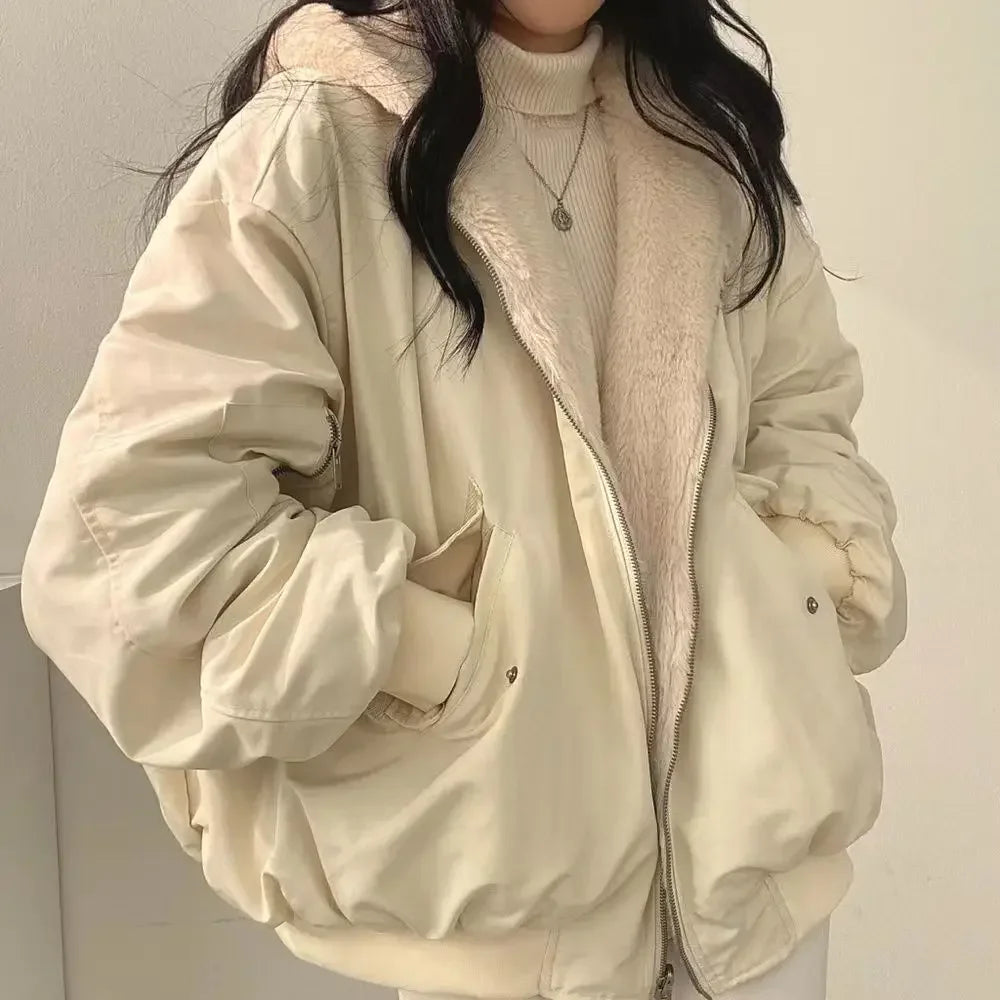 Winter Thick Warm Parkas Oversized Double Sided Hooded Coat Jackets