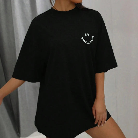 Happy Expression Cotton Short Sleeve Hip Hop T-Shirts