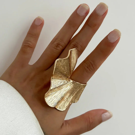 Ginkgo Leaf Ring Classic Metal Ring