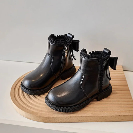 Ankle Back Bow-knot Kids Short Soft Sole Boots