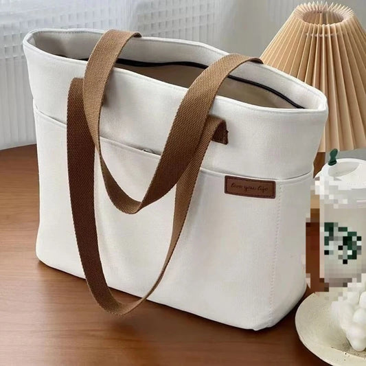 Niche Shoulder Versatile Minimalist Tote Unisex Large Capacity Canvas Handbag