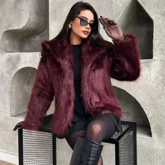 Long Sleeve Fur Casual Coats