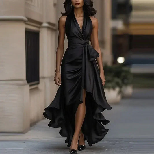 Hight Waist Solid Slim Party Dress