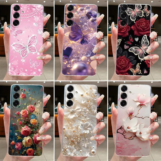 Beautiful Butterfly Flowers Printed Soft Silicone Cover