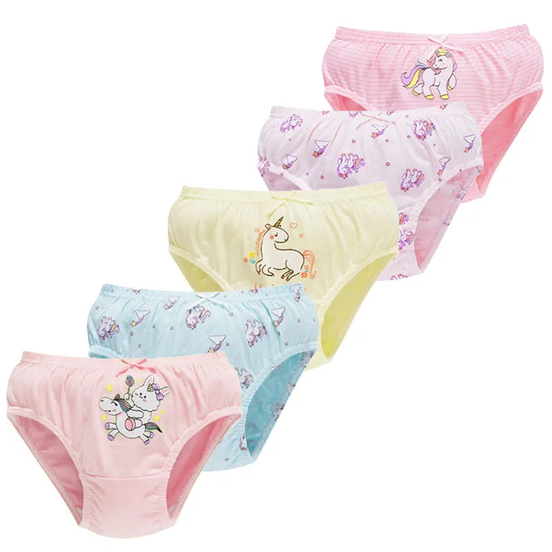 5/20 Pieces Girls Cotton Unicorn Cute Pets Cartoon Triangle Underwear