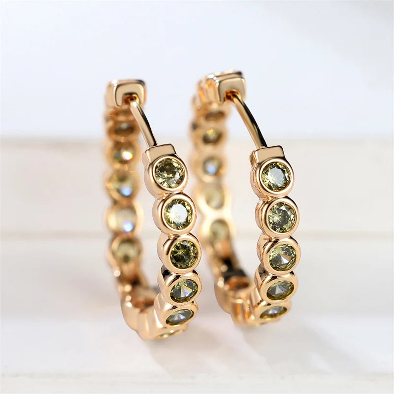 Luxury Cute Small Black Round Hoop Zircon Stone Earrings