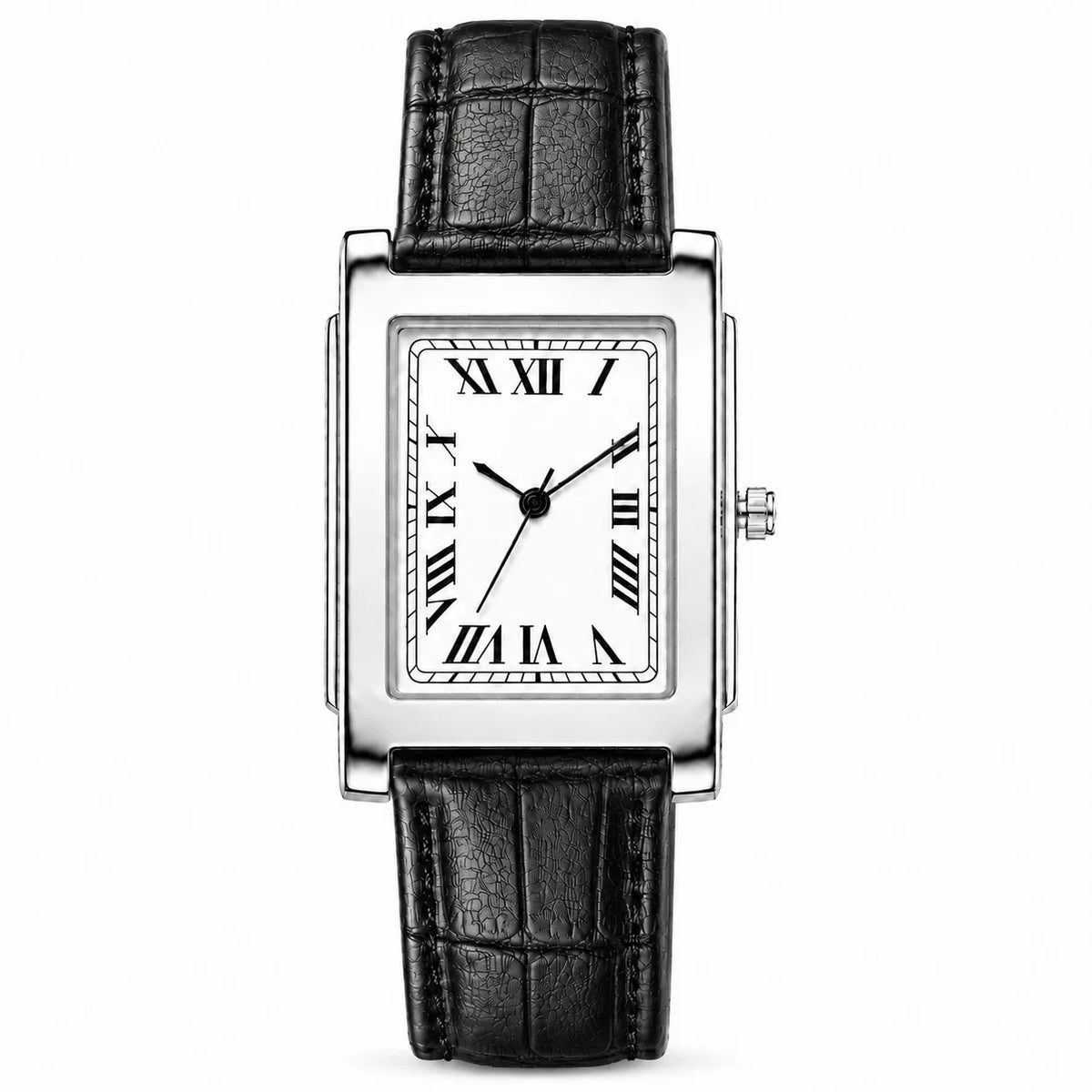Retro Square Classic Roman Dial Leather Strap Watches