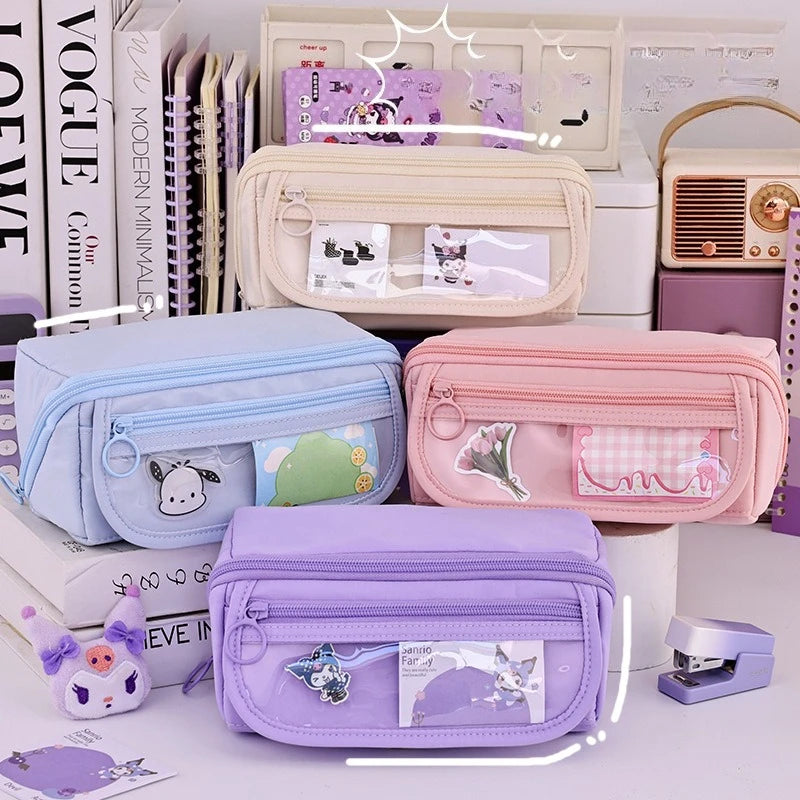 Large Capacity Pencil Case with Zipper Portable Stationery Bag
