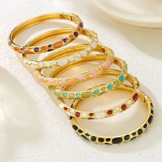 Enamel Dropped Glaze Flower Texture Bracelet