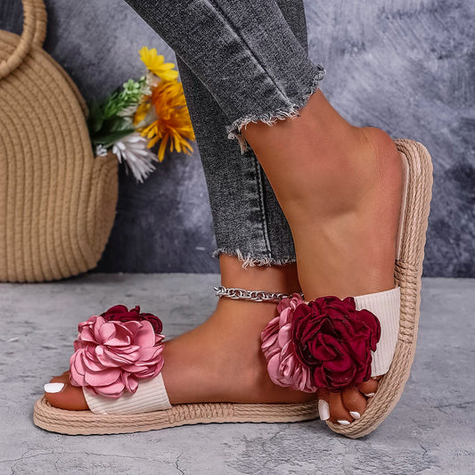 Large Flower Lightweight Non-Slip Flat Slippers