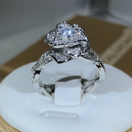 DANA 925 Silver Rose White Zircon Ring