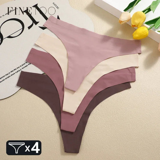 4PCS Ultra-thin Seamless Sexy Ice Silk Lingerie