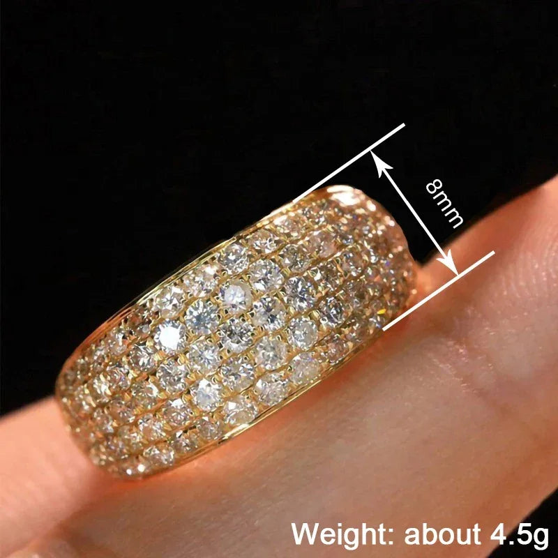 Luxury Gold Color Full Shiny Cubic Zirconia Ring