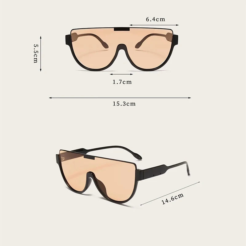 Vintage Semi-round Monoblock Sunglasses