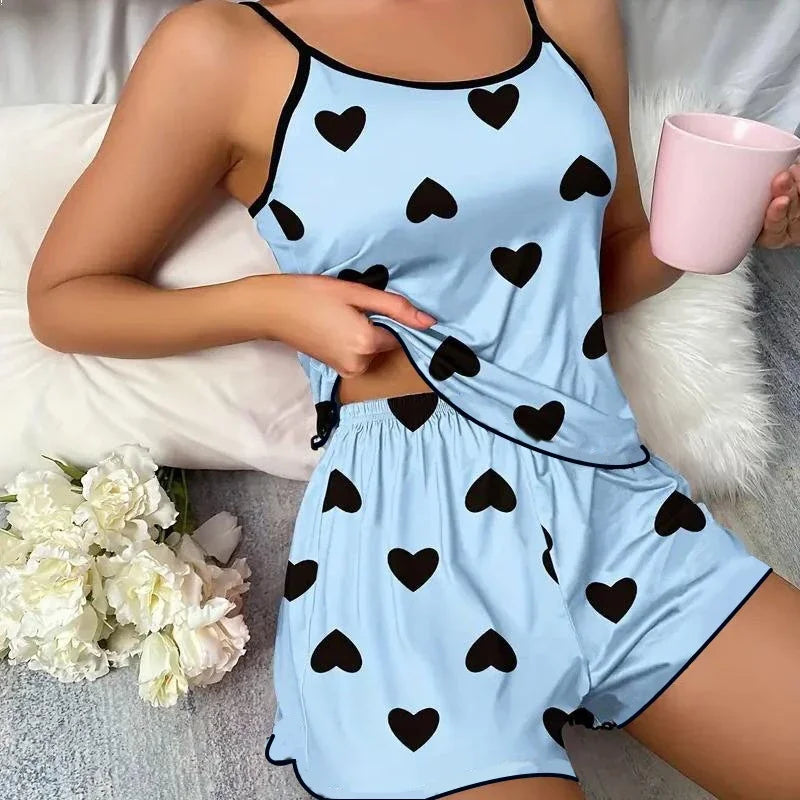 Shorts Pink Heart-Shaped Pajama