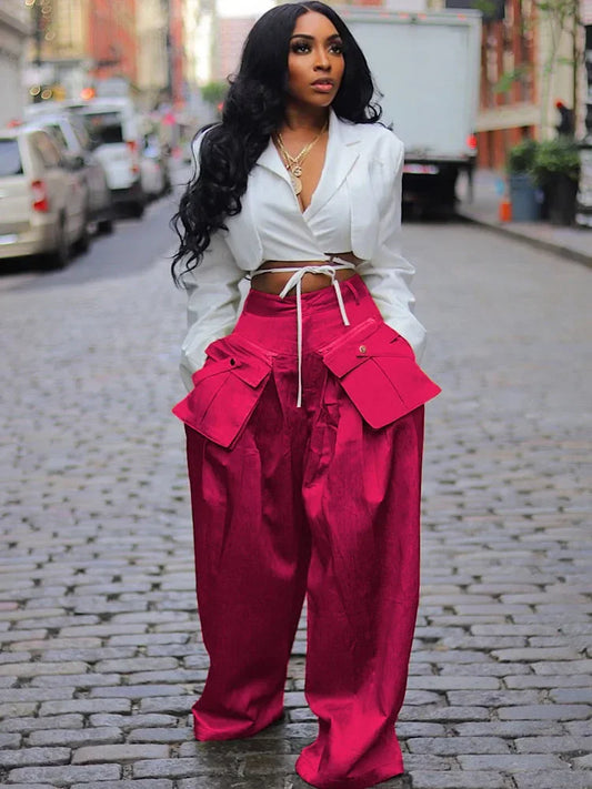 Multi-pocket Loose High Street Wide Leg Pants