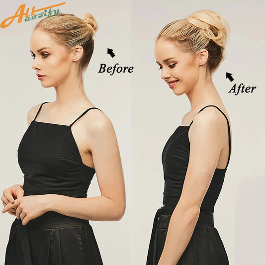 Natural Curly Messy Bun Hair Wigs