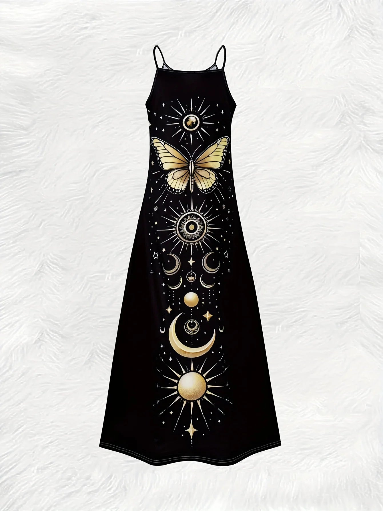 Sleeveless Maxi Butterfly Moon Star Boho Dress