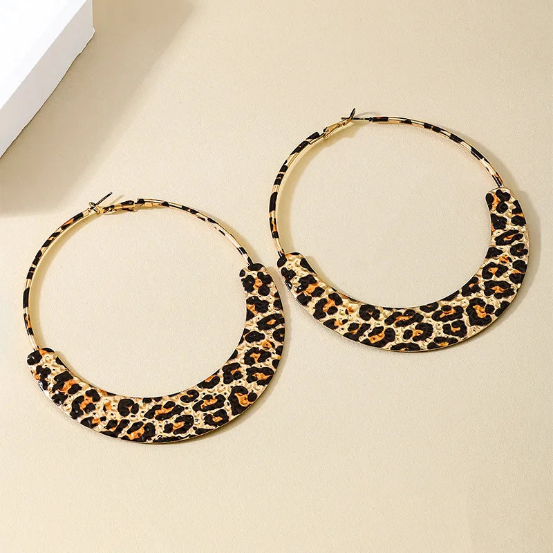 Metal Leopard Print Clip On Hoop Classic Timeless Earrings