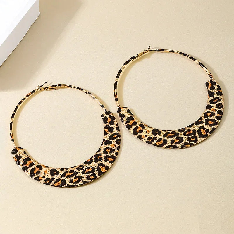 Metal Leopard Print Clip On Hoop Classic Timeless Earrings