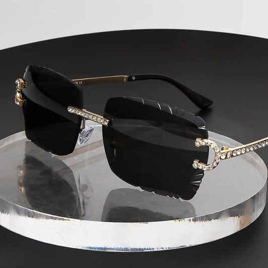 Rimless Square Vintage Diamond Sunglasses