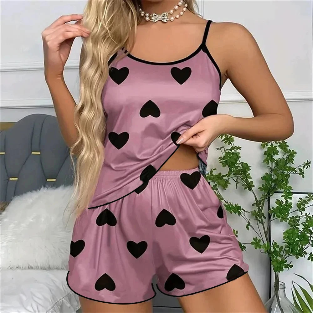 Shorts Pink Heart-Shaped Pajama